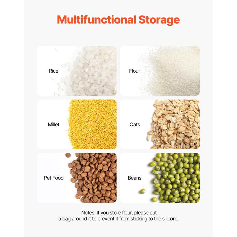 VEVOR Rice Storage Container, 3.5Gal/15Lx2 + 4.5Gal/20Lx2 Large Dog Food Dispenser Bin, Kitchen Ingredient Grain Cereal Bin, Pet Food Containers with Wheels, 4 Measuring Cups, Airtight Lid, 4 Pack