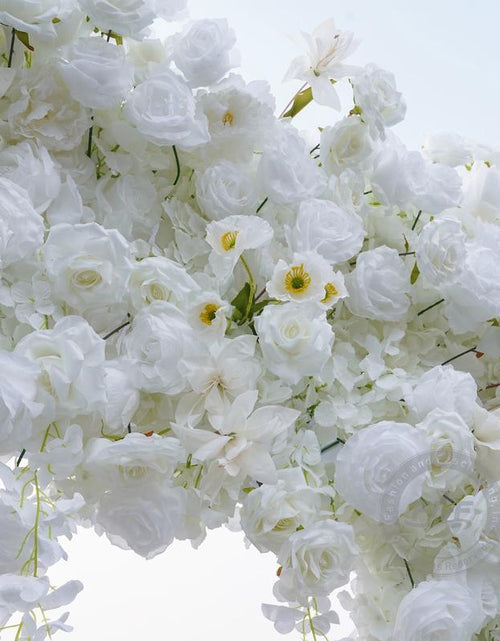 Load image into Gallery viewer, 7.87FT X 8.53FT Artificial White Rose Cloth Base Flower Row Arrangement Decor for Wedding Backdrop Square Frame Event Props
