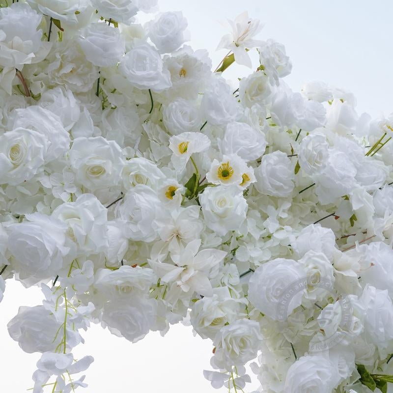 7.87FT X 8.53FT Artificial White Rose Cloth Base Flower Row Arrangement Decor for Wedding Backdrop Square Frame Event Props