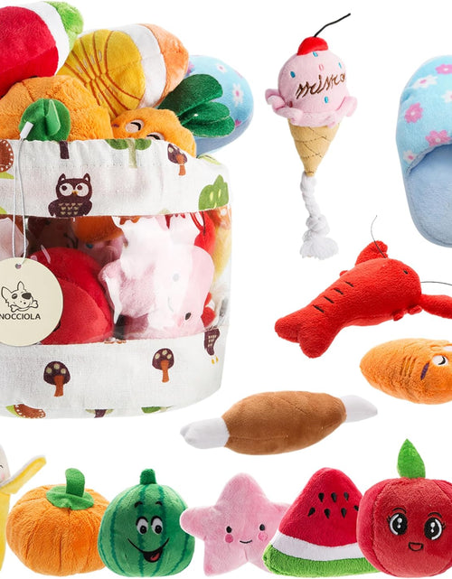 Load image into Gallery viewer, Dog Squeaky Toys, Plush Small Dog Toys for Dogs, Stuffed with Squeakers,12 Pcs Puppy Toys with a Carrying Bag for Small Medium Size
