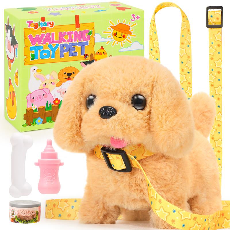 Plush Toys Walking Dog Toys That Can Walk, Bark and Wag Tail,Interactive Electronic Pet Toys Puppy with Leash,Easter Christmas Birthday Gift