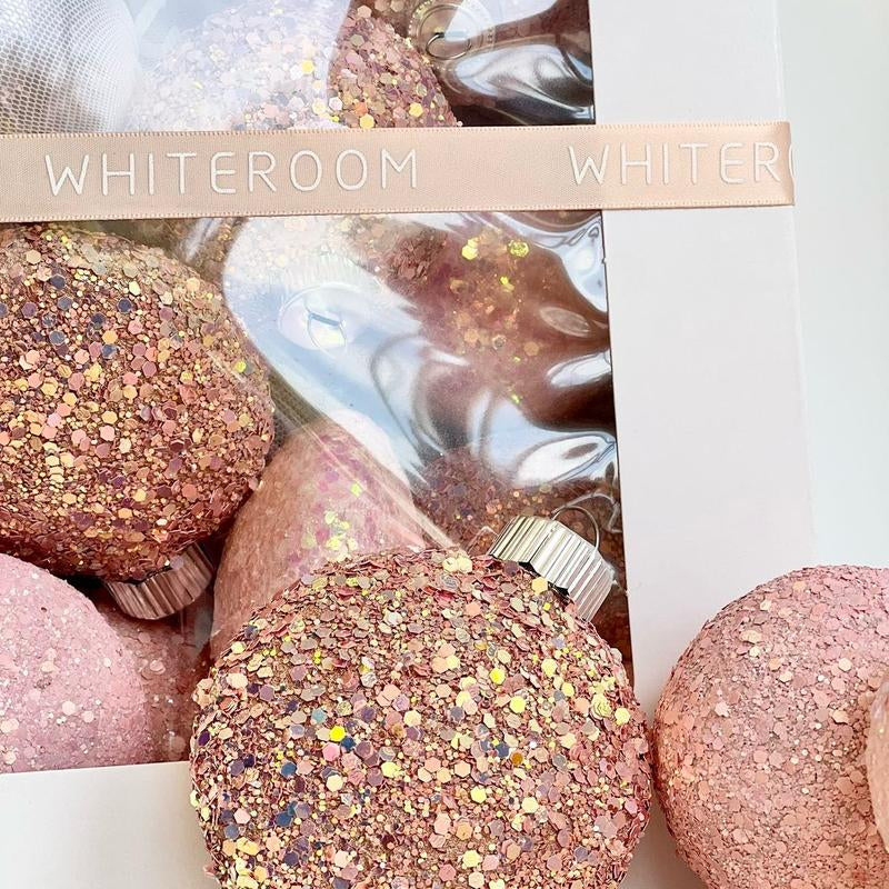 Christmas Glitter Ornaments, Christmas Tree Decoration, Pink Shades Set of 16 Pcs, Christmas Handmade Custom Balls Gift Decorative Hanging