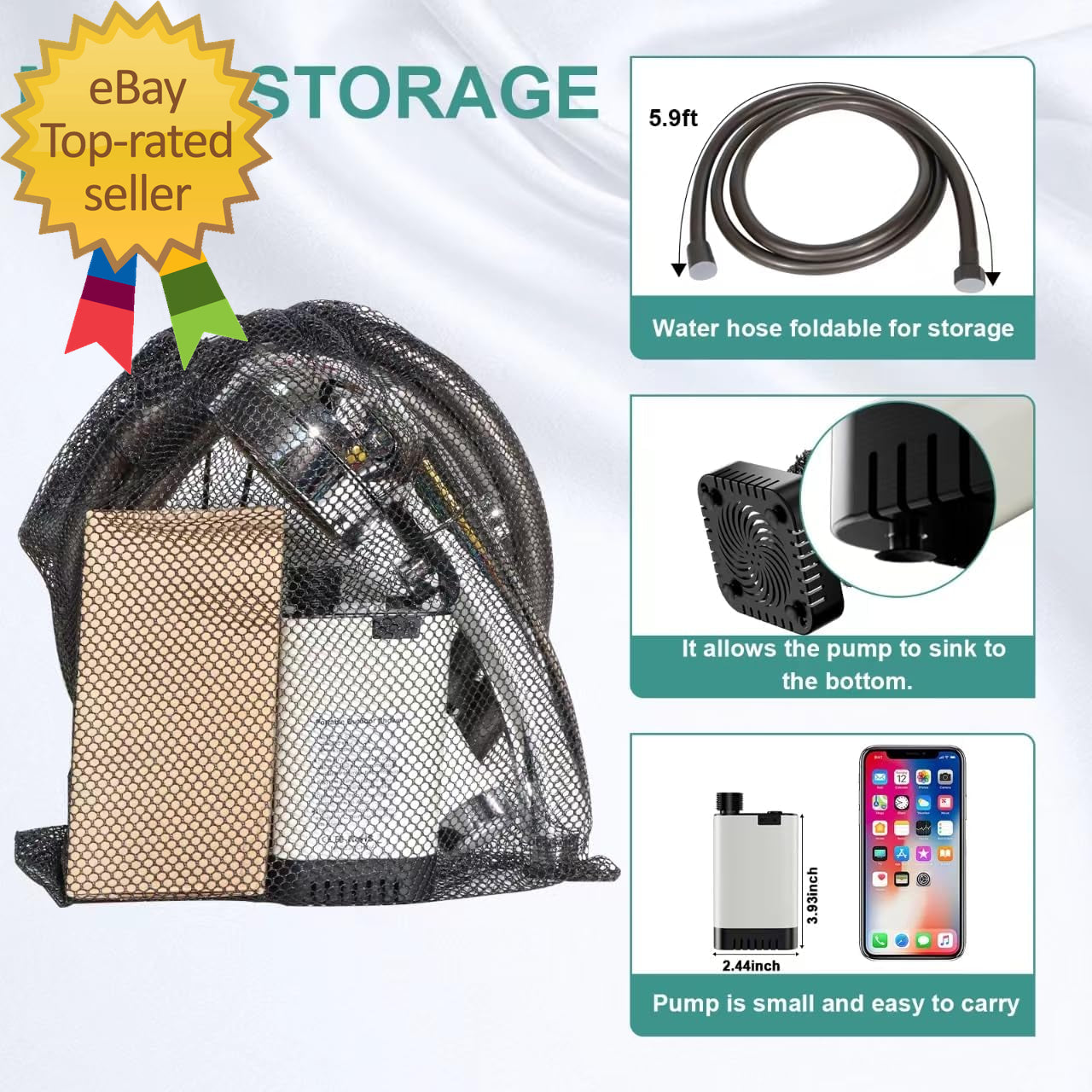 Portable Shower for Camping, Rechargeable Electric Camping Shower Pump