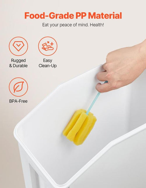Load image into Gallery viewer, VEVOR Rice Storage Container, 3.5Gal/15Lx2 + 4.5Gal/20Lx2 Large Dog Food Dispenser Bin, Kitchen Ingredient Grain Cereal Bin, Pet Food Containers with Wheels, 4 Measuring Cups, Airtight Lid, 4 Pack
