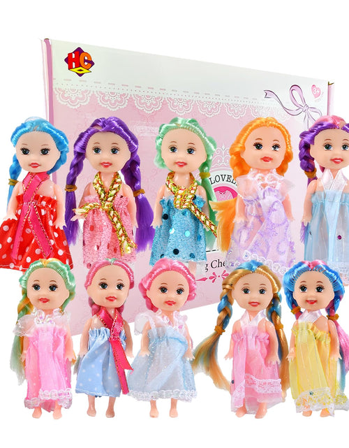 Load image into Gallery viewer, Huang Cheng Toys Mini Dolls for Girls，3 Inch Little Dolls Girl Dolls for Dollhouse，Include 10 Pieces Girl Small Dolls 10 Sets Handmade Doll Clothes
