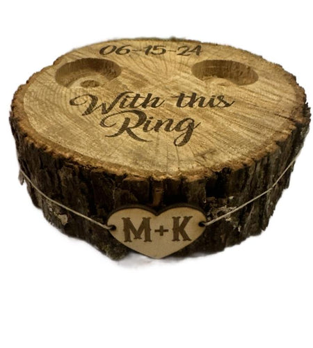 Rustic Ring Box / Tree Stump Alternative Ring Bearer Pillow for Wedding. Organizer for Bride and Groom Rings