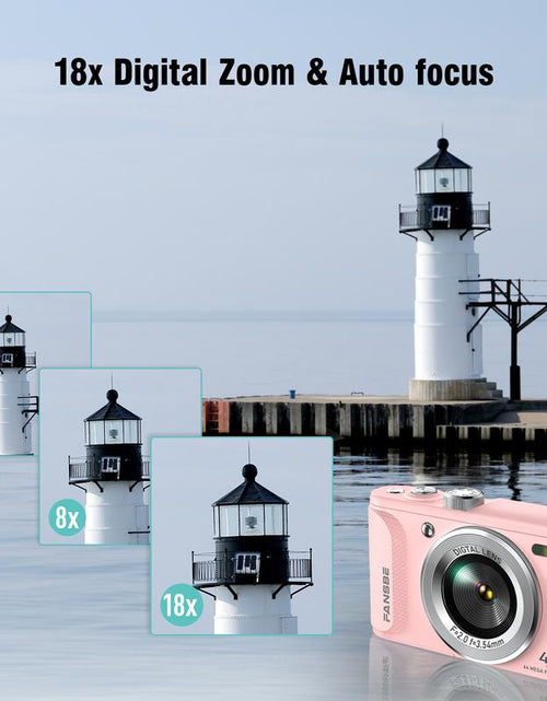 Load image into Gallery viewer, Compact Portable 4K Digital Camera, Travel 4K Digital Camera Pocket, Digital Cameras Autofocus Vlogging Anti-Shake 18X Zoom 64MP 8 Modes 2.8&quot; HD LCD Charger 32GB Card Reader, Pink
