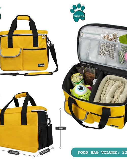 Load image into Gallery viewer, Medium Dog Travel Bag with Food Containers and Bowls, Yellow, 22 L Limit

