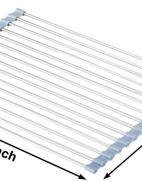 Load image into Gallery viewer, Way Finder - over the Sink Dish Drying Rack, Roll up Dish Drying Rack Kitchen Fruit Organiser Stainless Steel Bowl Cabinet Silicone
