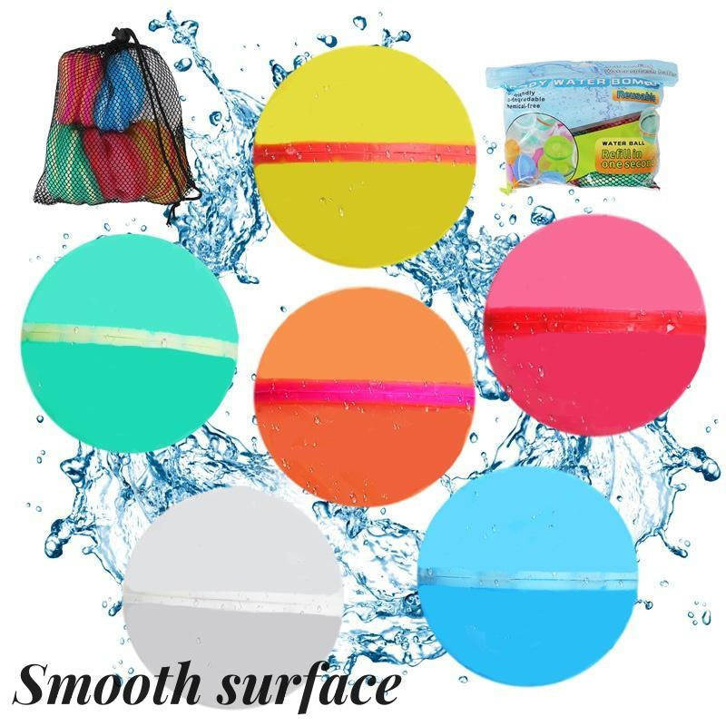 Reusable Water Balloons for Kids, Eco-Friendly Water Balloons with Mesh Bag, Chemical-Free, Summer Pool Beach Toys Summer Water Fun for Outdoor Games, Outdoor Water Game Toys for Teens and Adults, Self-Sealing Bombs Splash Balls, Quick-Fill Magnetic Ball