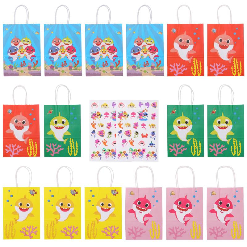 16 Pcs Baby Shark Birthday Party Bag, under the Sea Themed Baby Shark Party Supplies for Kids, Goodies Bags, Kids Birthday Party Favor Bags