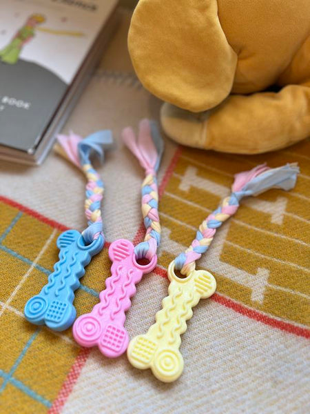 Pack of 3 | Chewable Bone Dog Toy with Rope | Tough Dog Chew Toy | Puppy Chew Toys for Teething | Small Medium Sized Dogs | Pet Toys