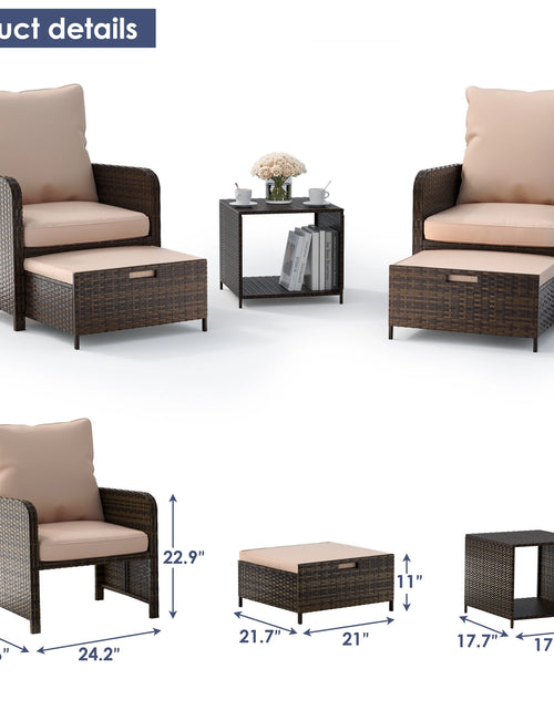 Load image into Gallery viewer, Balcony Furniture 5 Piece Patio Furniture Set, Outdoor Patio Chair , Khaki
