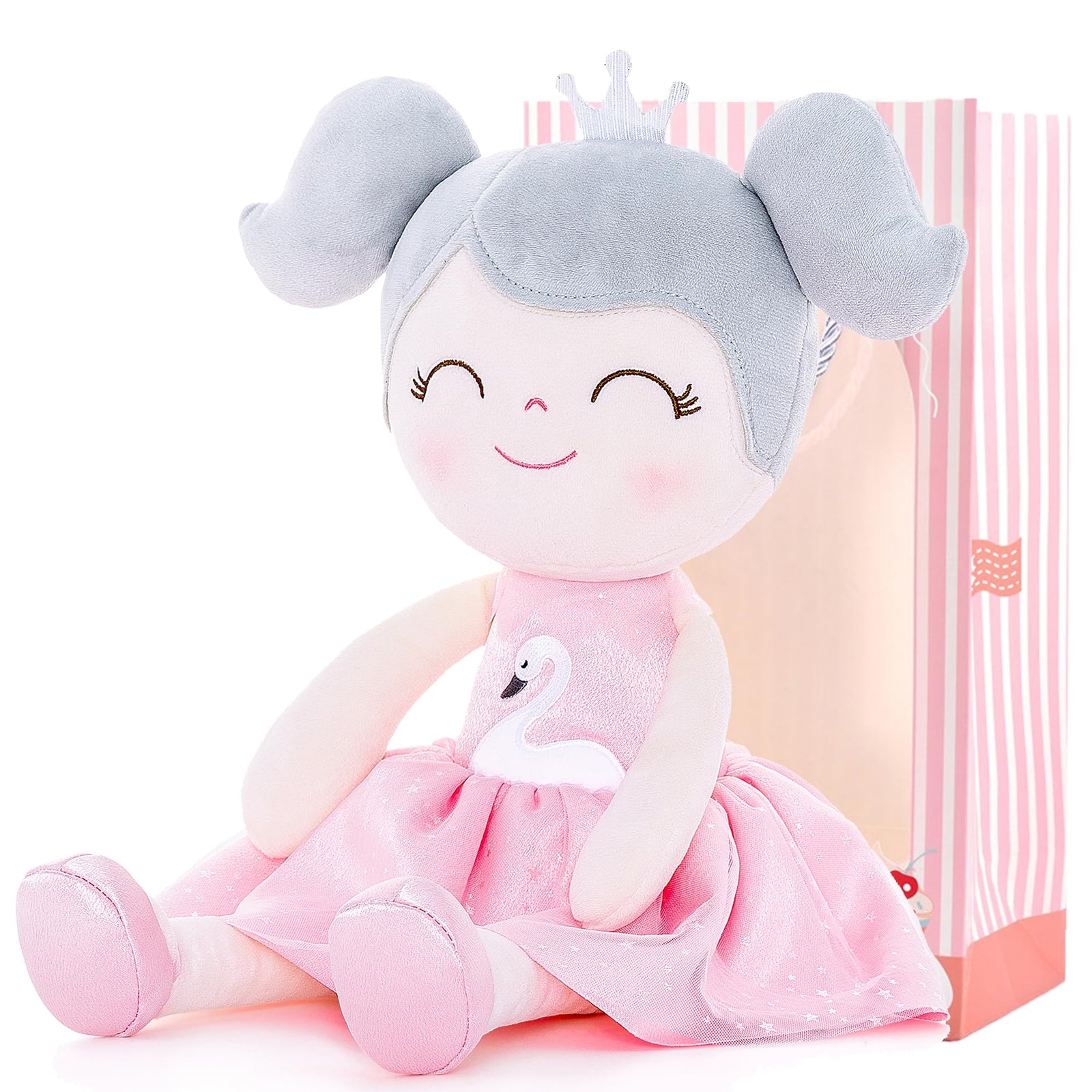 Gloveleya Plush Dolls Baby Girl Gifts Soft First Doll Girl Toys Swan Pink 16