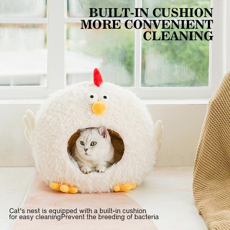 Cute Chicken Design Pet House, Semi-Enclosed Pet Bed, Soft & Comfortable Pet Nest, Pet Supplies for Small Dogs & Cats