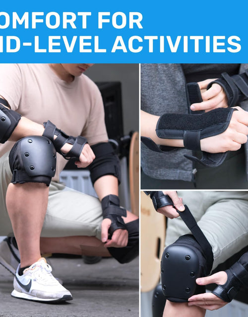Load image into Gallery viewer, Protective Gear Set: Knee Pads, Wrist Guards, Elbow Pads - Comfortable &amp; Adjustable for Adults &amp; Kids, Ideal for Skating, Biking, Scooter, Rollerblade &amp; More
