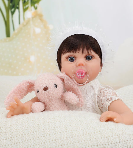 Kdudgso Lifelike Reborn Baby Dolls - 22 Inch Realistic Silicone Baby Doll Real Life Baby Dolls Handmade Soft Vinyl & Cloth Body with Feeding Kit Toys Gifts Collection Baby Doll