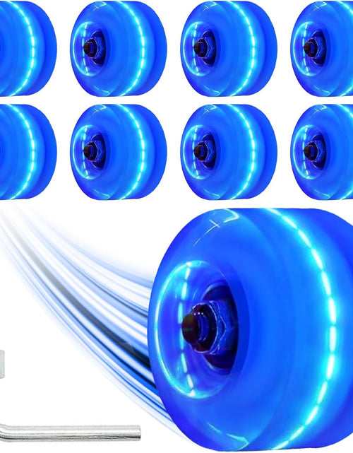 Load image into Gallery viewer, Light up Roller Skate Wheels 8 Pack, 78A Hardness LED Skateboard Wheels with Premium ABEC-9 Bearings, Illuminating Roller Skate Accessories for Outdoor Indoor Quad Skates
