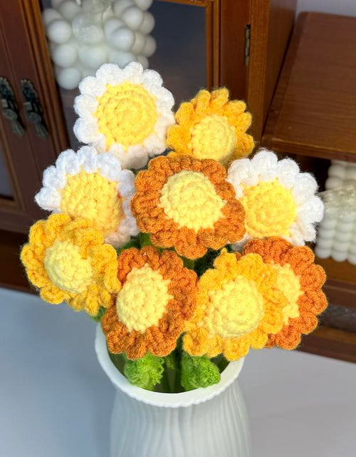 Load image into Gallery viewer, 12Pcs, Crochet Daisies without Vase, Decorating Rosy Eternal Flowers,Dozen Bouquets,Decorative Bouquet for Home Decor,Garden Party,Wedding Decor
