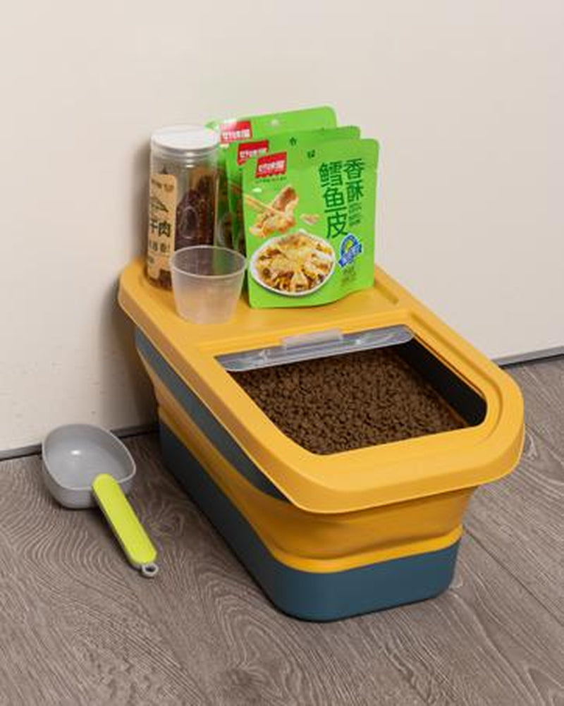 10-13Lbs Dog Food Storage Container, Folding Pet Food Container with Lids, Scoop and Measuring Cup, Pet Food Storage Containers Dry Food for Dog, Cats and Other