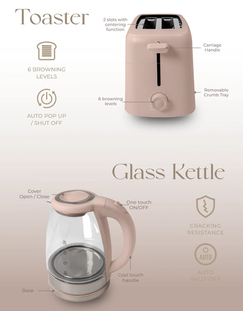 Load image into Gallery viewer, Egg Boiler, Kettle, &amp; Toaster Kitchen Appliances Set – Back to School &amp; College, Blush
