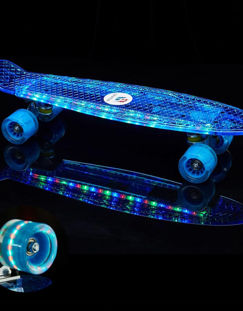 Load image into Gallery viewer, 22 Inch Skateboard- with Led Light up Wheels for Beginners,Complete Mini Cruiser Retro Skateboard for Kid,Smooth Riding,Durable Polypropylene with Pu Wheels

