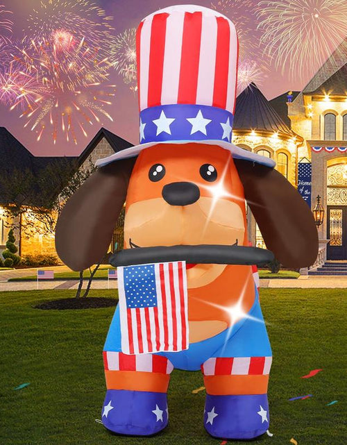 Load image into Gallery viewer, 4Th of July Inflatables 4FT Dog with American Flag Independence Day Blow up Inflatable Yard Decorations with Built-In Leds for Holiday Party Indoor Outdoor Yard Garden Lawn
