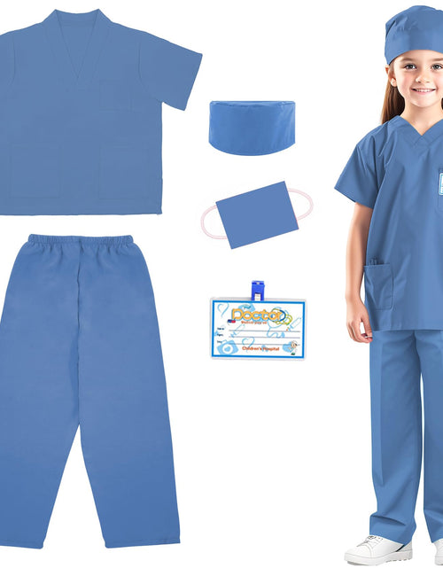 Load image into Gallery viewer, RioRand Doctor Costume for KidsToddler Nurse Scrubs Career Day Costume Halloween Dress Up Cosplay For Boys Girls 3-11 Years (Blue XL-140/Height52.3-55.9)
