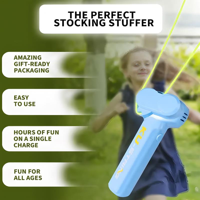 Children'S Guitar - Best Summer Gift for Kids, Perfect for Birthday, Music Parties & Outdoor Games - Motorized Rope Launcher with 3 Light-Up Ropes, USB Rechargeable, Portable & Durable for Kids' Fun!