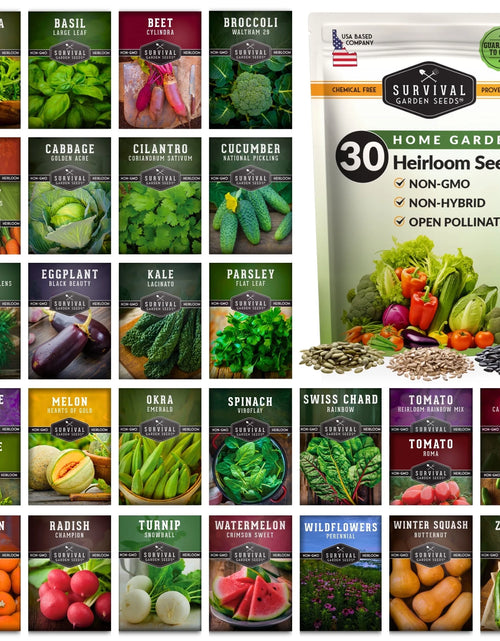Load image into Gallery viewer, 30 Home Garden Seed Collection - Variety Pack with Full Sun Annual Heirloom Non-Gmo Vegetables
