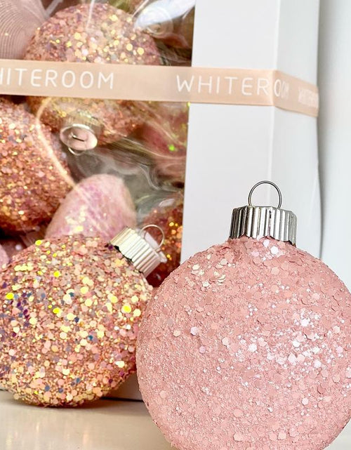 Load image into Gallery viewer, Christmas Glitter Ornaments, Christmas Tree Decoration, Pink Shades Set of 16 Pcs, Christmas Handmade Custom Balls Gift Decorative Hanging
