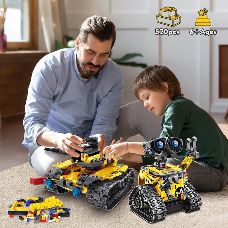 Robot Toys for Kids, 520 PCS App & Remote Control Robotics Kit, 5-In-1 RC Wall Robot, Engineer Robot & Dinosaur Building Toy, Gift for Boys & Girls 6+