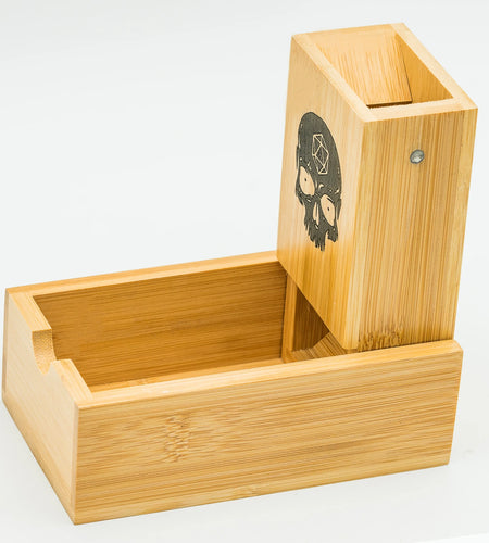 Bamboo Dice Tower Foldable Wooden Die Roller Castle Rolling Case Collapsible Dice Chest for Dnd,D&D,Rpg,Board Game Accessory