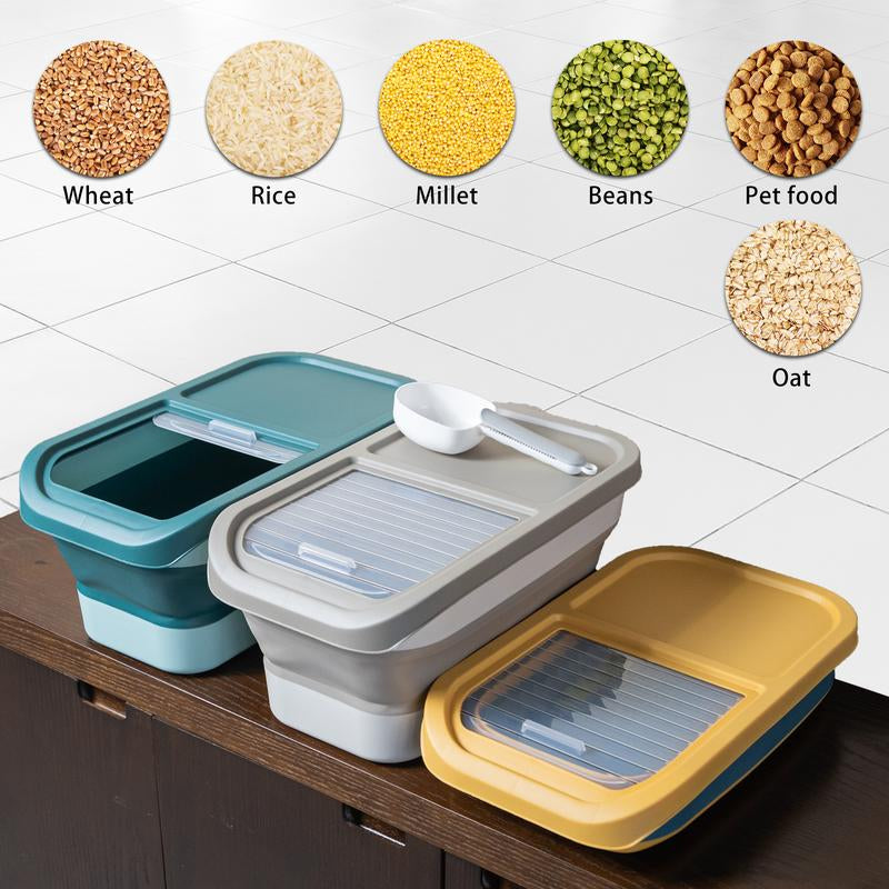 10-13Lbs Dog Food Storage Container, Folding Pet Food Container with Lids, Scoop and Measuring Cup, Pet Food Storage Containers Dry Food for Dog, Cats and Other