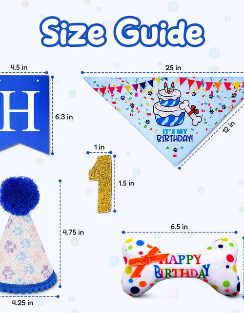 Load image into Gallery viewer, Pacific Pups - Dog Birthday Party Set - Dog Birthday Hat, Birthday Dog Bandanna, Squeaky Dog Toy, Birthday Banner for Pet Birthday Party
