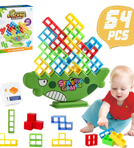 64pcs Tower Game Balance Stacking Blocks Tower Balancing Stacking Board Games Building Blocks Puzzle Toy Family Games Valentines Day Birthday Gift for Kids Adults