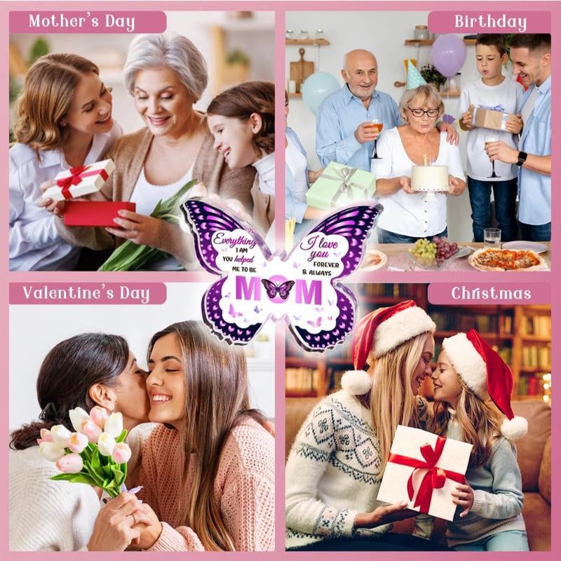 Super Pretty Mothers Day Gifts for Mom, Unique Mom Birthday Gift Ideas, 5X3.8 in Butterfly-Shaped Acrylic Keepsake Gifts for Christmas Thanksgiving from Daughter Son Sweet Decor