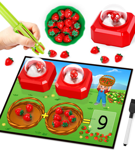SkilLify Math Board Games for Kids with Dice Poppers Math Manipulatives Kindergarten Preschool Math Games Counters Toys Addition and Subtraction Dice Games Homeschool Supplies Classroom Must Haves