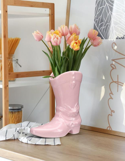 Load image into Gallery viewer, Boot Vase for Book Shelf Ceramic Cowboy Decoration Arrangements Nice Western Country Accent Vase Unique Boot Planter for Modern Aesthetic Room Wedding Decor
