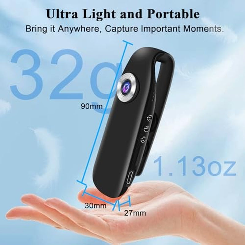 32G Body Camera, Small Sport Video Camera HD 1080P Body Camera, Portable