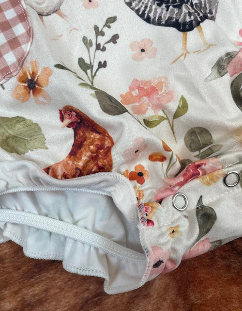 Load image into Gallery viewer, Baby Girl Clothes Chicken Embroidery Baby Summer Bubble Farm Clothing
