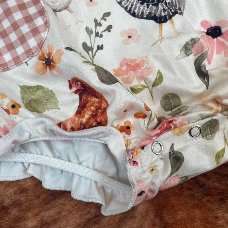 Baby Girl Clothes Chicken Embroidery Baby Summer Bubble Farm Clothing