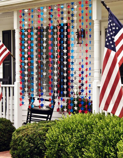 Load image into Gallery viewer, Lolstar 4Th of July Decorations, Red White and Blue 3 Pack Star Tinsel Foil Fringe Curtains, Memorial Day Photo Booth Prop Streamers Backdrop for America Patriotic Party Independence Day Labor Day Banners Ornaments

