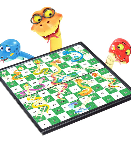 Travel Board Games Small Magnetic Snakes and Ladders Board Game 9.7 Inches Portable Folding Board