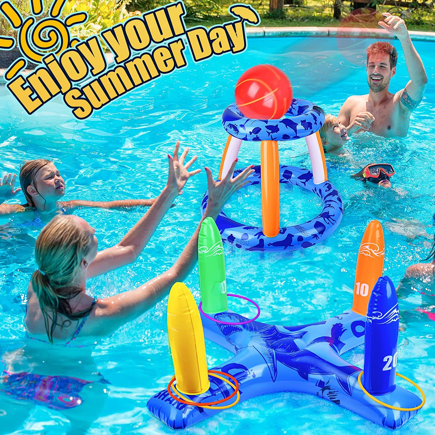 Inflatable Basketball Hoop for Pool Games Outdoors