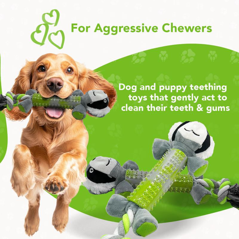 Rethink Pet Playpal 3 in 1 Pet Toy - Koala Rope, Dental Toy and Squeaky Plush Long Lasting Dog Toy