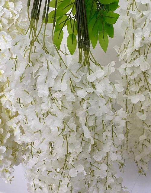 Load image into Gallery viewer, 12 Piece Artificial Silk Wisteria Vine 3.6 Feet Ratta Hanging Flower Garland String Home Party Wedding Decor (White)
