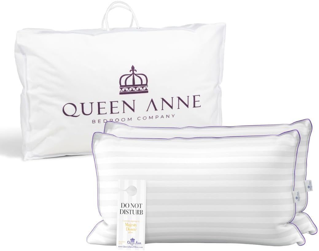 Luxury Hotel Pillows - Two Pack (2) - Majesty down - Synthetic down Alternative - Allergy Free Hypoallergenic Bed Pillows - Made in USA (Queen Soft)
