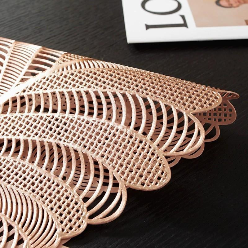 Hollow Table Runner, 1 Count Non-Slip Plants Design Leaf Placemat for Home Party Kitchen Dining Room, Wedding Decor