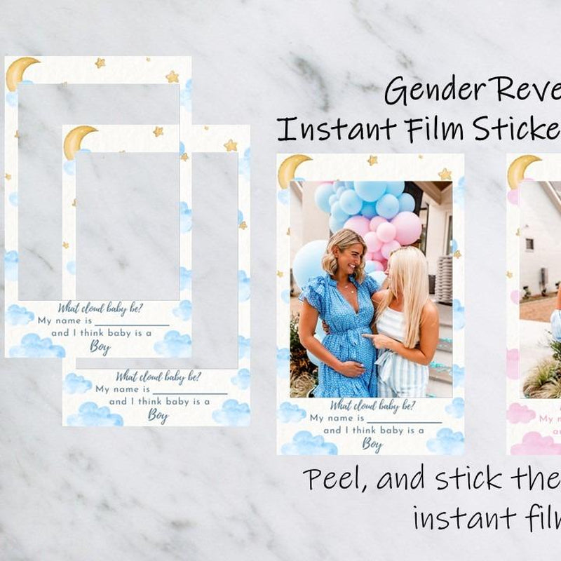 What Cloud Baby Be? Instant Film Gender Reveal Sticker Frames | Gender Reveal | Baby Shower Ideas | Baby Shower Guestbook | Gender Reveal Guestbook